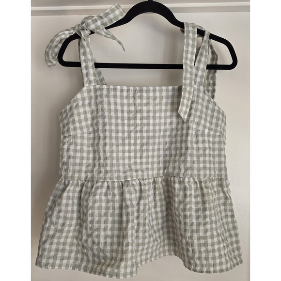 Vigoss Tops - Vigoss‎ Women's Sleeveless Top XL Green White Gingham Check Blouse New Tags